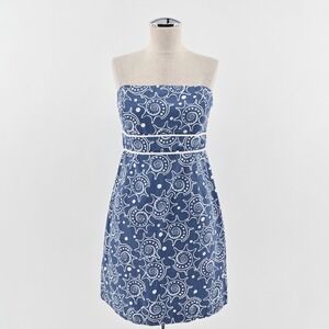 Vineyard Vines Strapless Blue and White Printed Dress